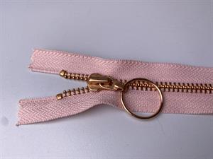 Lynlås - ikke delbar, lyserød med metaltænder, 13 cm