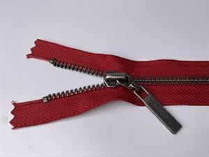 Lynlås - ikke delbar, mørk rød med metaltænder, 13 cm