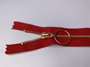 Lynlås - ikke delbar, rød med metaltænder, 11 cm