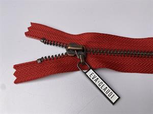 Lynlås - ikke delbar, rød med metaltænder, 13 cm