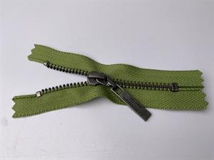 Lynlås - ikke delbar, æblegrøn med metaltænder, 10 cm