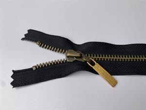 Lynlås - ikke delbar, sort med metaltænder, 13 cm