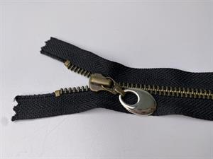 Lynlås - ikke delbar, sort med metaltænder, 13 cm