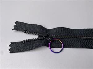 Lynlås - ikke delbar, mørk gråblå med metaltænder, 12 cm