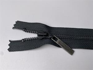 Lynlås - ikke delbar, mørk gråblå med metaltænder, 13 cm