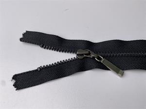 Lynlås - ikke delbar, sort med metaltænder, 25 cm