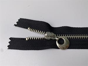 Lynlås - ikke delbar, sort med metaltænder, 13 cm