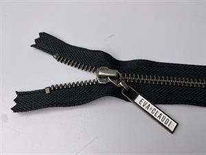 Lynlås - ikke delbar, sort med metaltænder, 12 cm