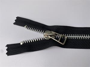 Lynlås - ikke delbar, sort med grove metaltænder, 15 cm