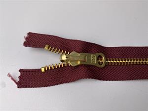 Lynlås - ikke delbar og vendbar, bordeaux med metaltænder, 11 cm