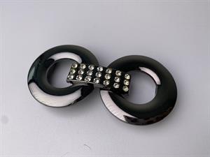 Spænde - lukkesystem i blankt metal med sten