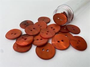 Perlemorsknap - intens koral, 17 mm
