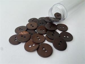Perlemorsknap - mørk chokoladebrun, 15 mm
