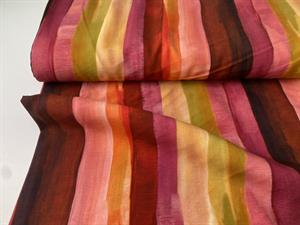 Fastvævet viscose - blurry red stripes