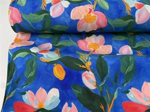 Fastvævet viscose med stræk - flotte blomster i spændende farver