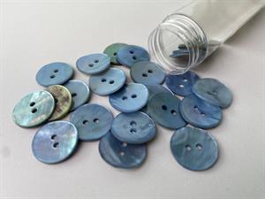 Perlemorsknap - lyseblå, 15 mm