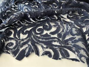 Pailletstof - navy swirl