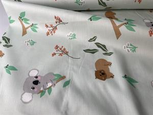 Bomuldspoplin - koala og vombat, økologisk