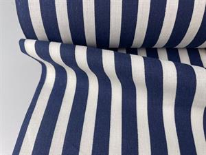Vævet bomuld - fine striber i navy / offwhite