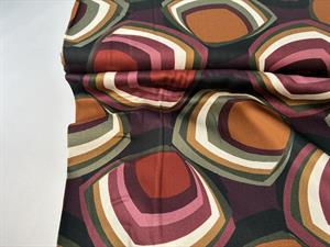 Fastvævet viscose - 70's groove red / green