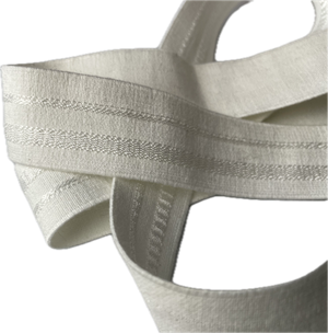 Undertøjs elastik med vævede striber, råhvid, 25mm.