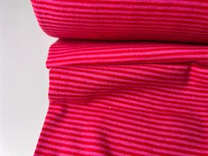 Rib - stribet i rød og pink, 2 mm