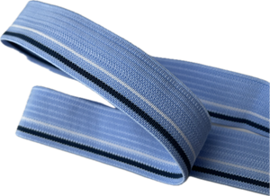 Undertøjs elastik, blå med striber, ca.22mm