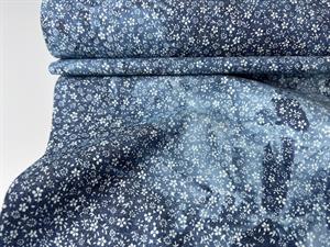 Fastvævet denim - chambray tie dye print and flowers