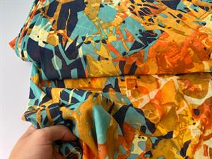 Tynd polyesterjersey - blå og orange toner, smal