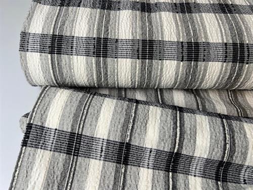 Fastvævet med stræk - lækre tern i grå toner