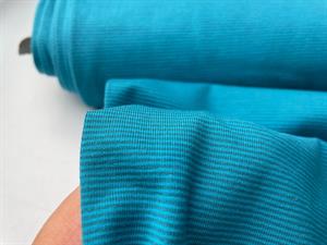 Bomuldsjersey - mikro striber i teal/dark teal