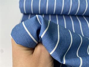 Let denim - fin mellemblå med offwhite striber