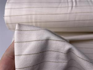 Viscosejersey - offwhite med enkelt guldstreg