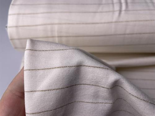 Viscosejersey - offwhite med enkelt guldstreg