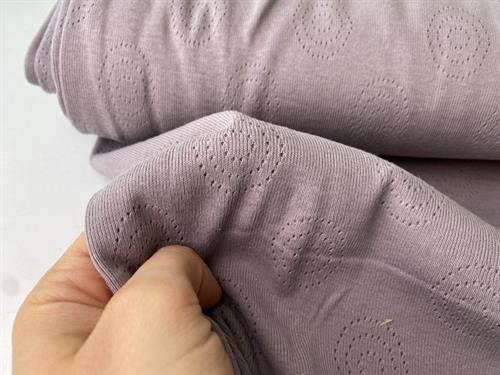 Bomuldsjersey - fin hulmønstret i light old purple, økologisk