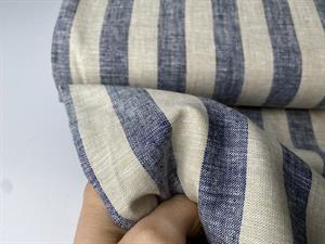 Vævet hør/bomuld - lækre garnfarvede striber
