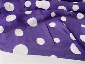 Fastvævet chiffon - flot lilla med polkaprikker