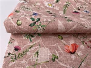 Deko canvas - fine blomster på støvet rosa bund, udgår