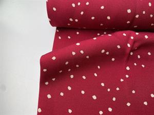 Fastvævet viscose - mini prikker på mørk fuchsia bund