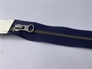 Delbar lynlås - mørk navy med metaltænder i antik look, 67 cm
