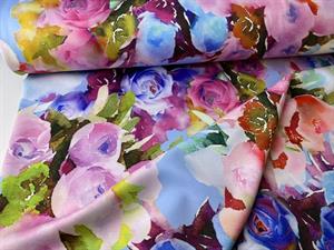 Polyesterjersey - smørblød med store flotte blomster