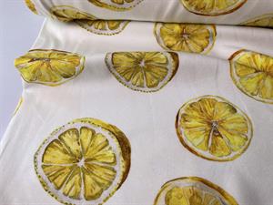 Bomuldsjersey - fine citroner på offwhite bund