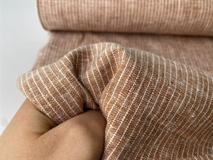 Vævet hør/bomuld - chambré melange stripes brique