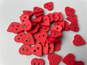Helt rør med 50 knapper - lille fin hjerteknap i koral rød 15 mm