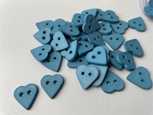 Helt rør med 50 knapper - lille fin hjerteknap i petrolblå, 15 mm