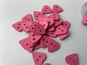 Helt rør med ca. 50 knapper - lille fin hjerteknap i pink, 15 mm
