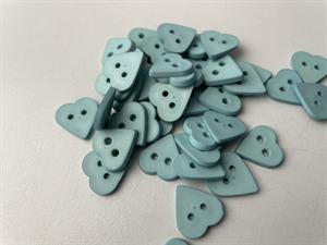Helt rør med 50 knapper - lille fin hjerteknap i dueblå, 15 mm