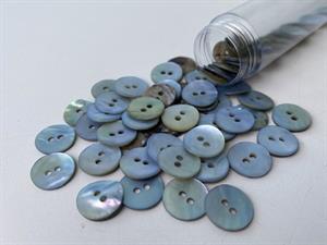 Perlemorsknap - pastel blå, 12 mm