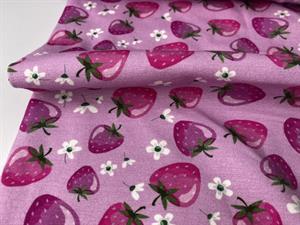 Bomuldsjersey - lækre jordbær