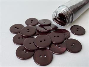 Poleret perlemorsknap - aubergine og blank, 20 mm